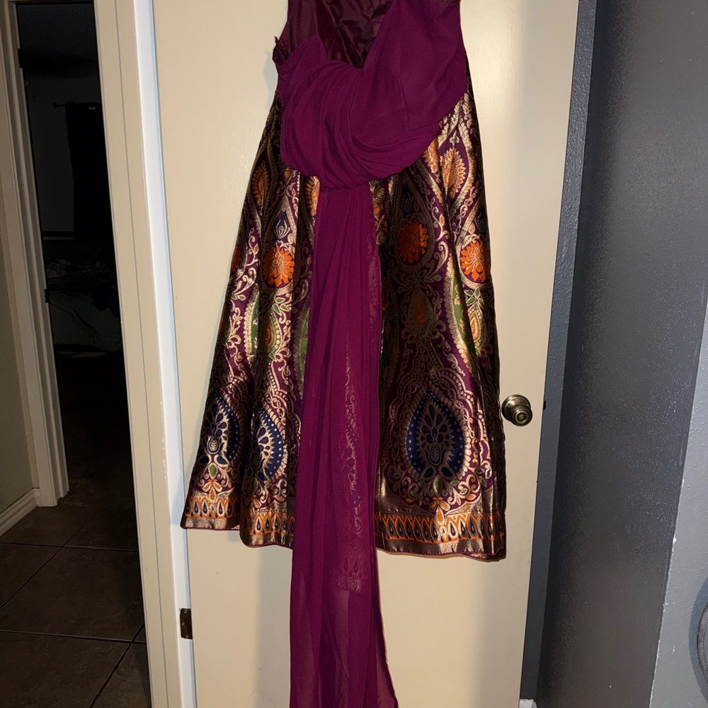 Elegant Purple and Multicolor Two Piece